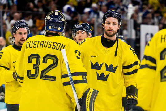 Adrian Kempe of Sweden looks dejected