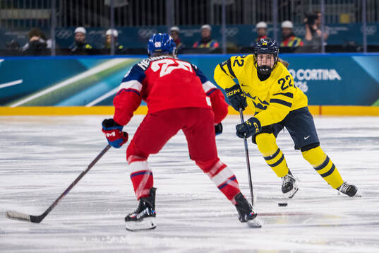 Hanna Thuvik of Sweden in the women's ice hockey quarter