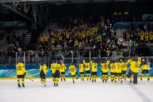 Players of Sweden celebrate