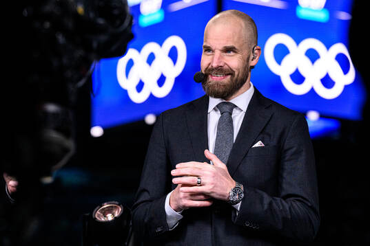 Sanny Lindström of Swedish broadcaster TV4 in the men's