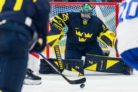 Goaltender Jacob Markström of Sweden in the men's ice
