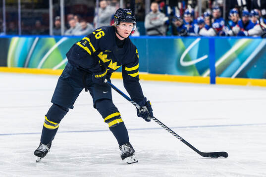 Rasmus Dahlin of Sweden in the men's ice hockey game