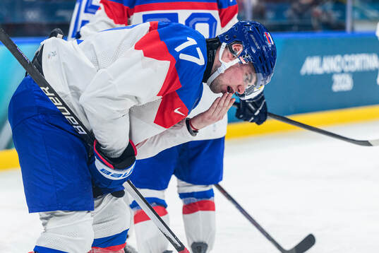 Simon Nemec of Slovakia in the men's ice hockey game