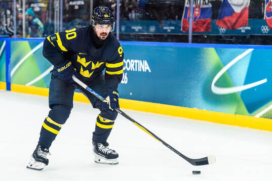 Marcus Johansson of Sweden  in the men's ice hockey game