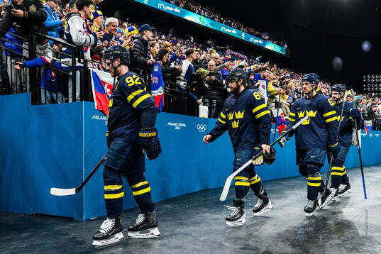 Gabriel Landeskog, William Nylander and Rickard Rakell of