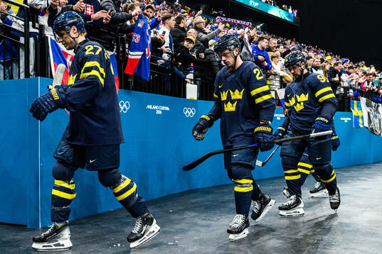 Hampus Lindholm, Lucas Raymond and Marcus Johansson of
