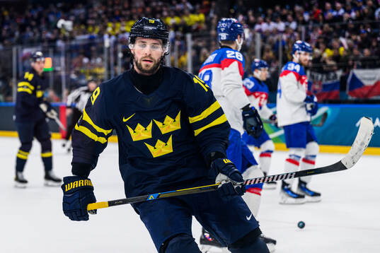 Adrian Kempe of Sweden looks dejected  in the men's ice