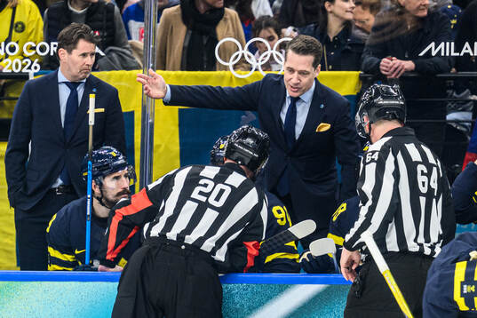 Head coach Sam Hallam of Sweden in the men's ice hockey