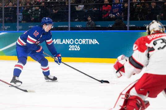 Matt Boldy of USA in the men's ice hockey game between USA