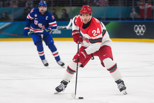 Nikolaj Ehlers of Denmark in the men's ice hockey game