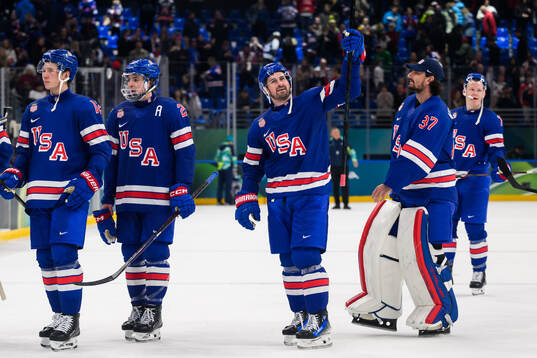 Dylan Larkin of USA celebrates