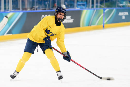 Sofie Lundin of Sweden at an ice hockey practice session