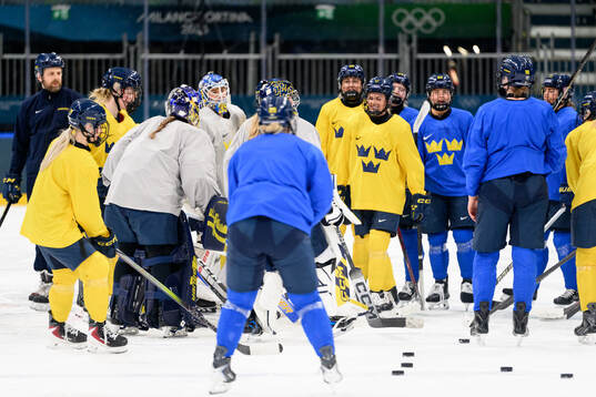 Sofie Lundin of Sweden at an ice hockey practice session