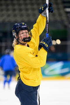 Hilda Svensson of Sweden at an ice hockey practice session
