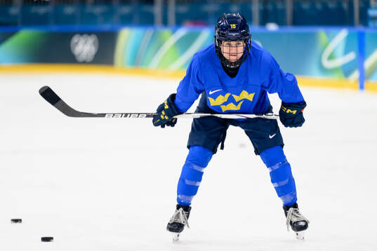 Lisa Johansson of Sweden at an ice hockey practice session