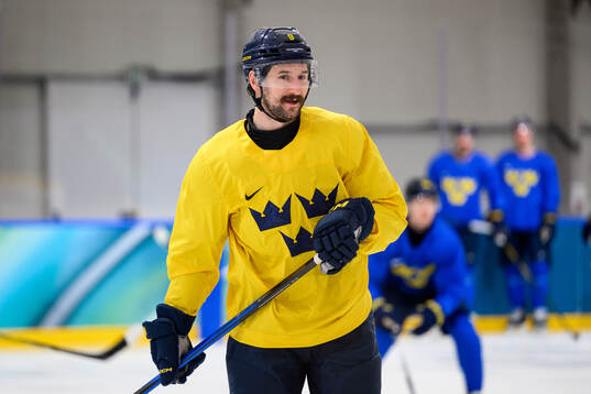 Filip Forsberg of Sweden at an ice hockey practice session