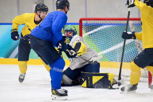 Goaltender Jacob Markström of Sweden at an ice hockey
