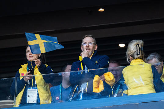 Jakob Forssmed, Swedish Minister of Sports in the stands