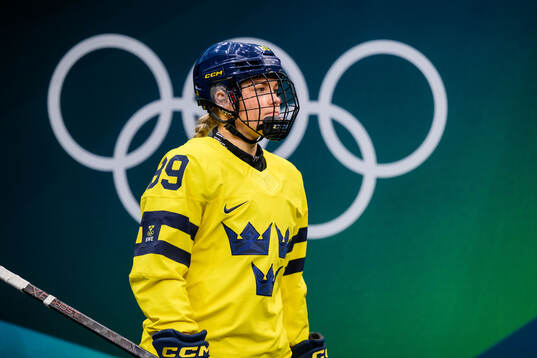 Nicole Hall of Sweden in the women's ice hockey semifinal