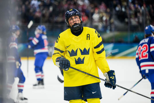 Hanna Olsson of Sweden looks dejected in the women's ice