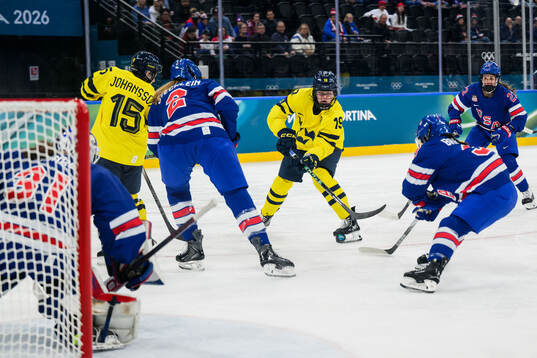 Sara Hjalmarsson of Sweden in the women's ice hockey