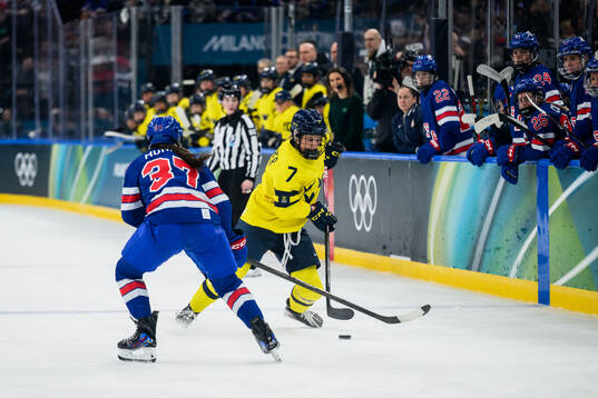 Mira Jungåker of Sweden in the women's ice hockey