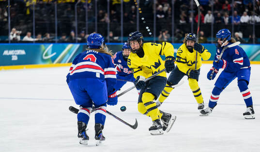Lisa Johansson of Sweden in the women's ice hockey