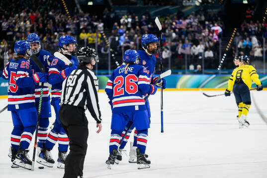 Laila Edwards of USA celebrates the 4-0 goal in the women's