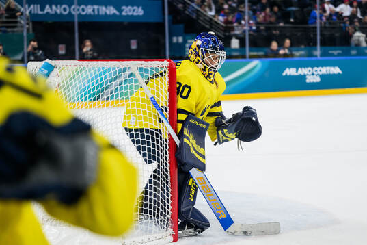 Goaltender Emma Söderberg of Sweden in the women's ice