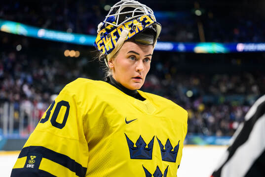 Goaltender Emma Söderberg of Sweden in the women's ice