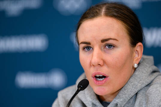 Anna Kjellbin of Sweden at a press conference