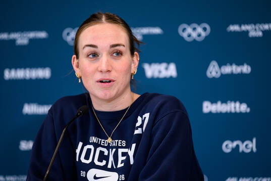 Taylor Heise of USA at a press conference