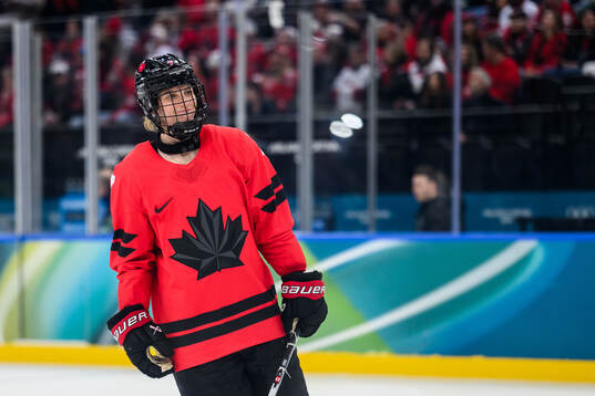 Laura Stacey of Canada in the women's ice hockey semifinal