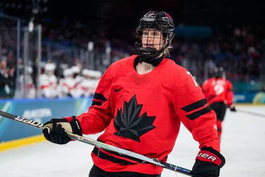 Laura Stacey of Canada in the women's ice hockey semifinal