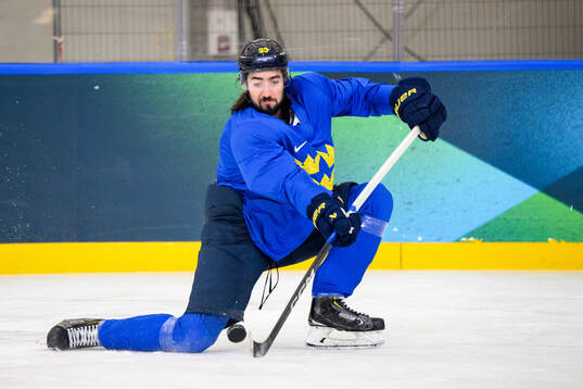 Mika Zibanejad of Sweden at an ice hockey practice session