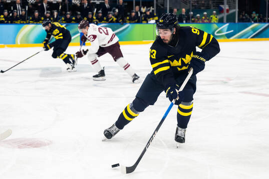 Mika Zibanejad of Sweden in the men's ice hockey