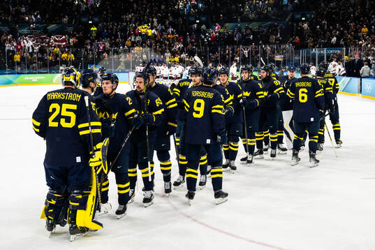 Players of Sweden celebrate