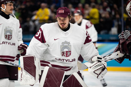 Goaltender Arturs Silovs of Latvia
