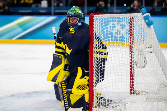 Goaltender Jacob Markström of Sweden in the men's ice