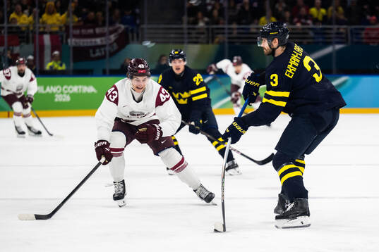 Anri Ravinskis of Latvia and Oliver Ekman-Larsson of Sweden