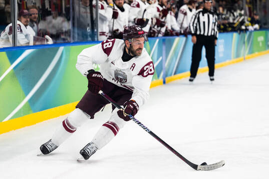 Zemgus Girgensons of Latvia in the men's ice hockey