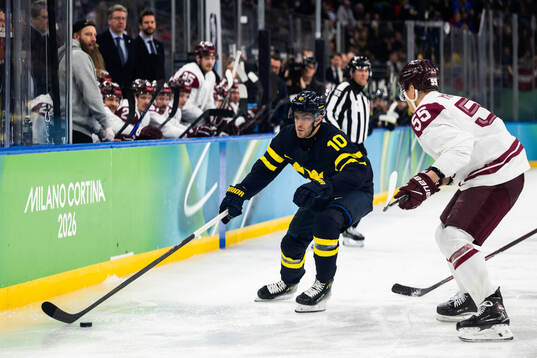 Alexander Wennberg of Sweden and Roberts Mamcics of Latvia