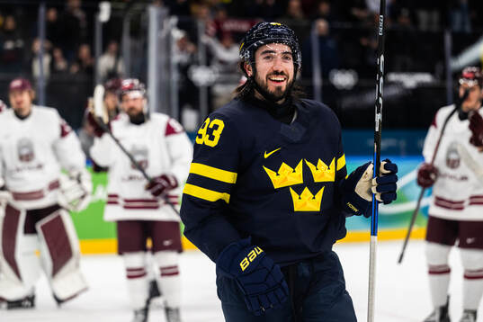Mika Zibanejad of Sweden celebrates