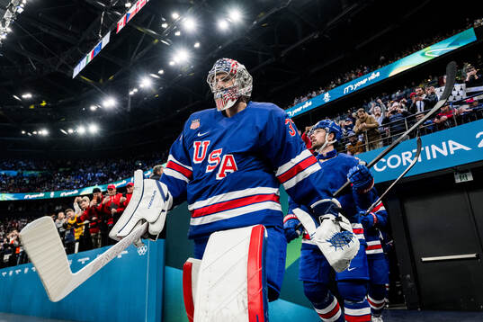 Goaltender Connor Hellebuyck of USA