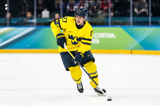 Hampus Lindholm of Sweden in the men's ice hockey