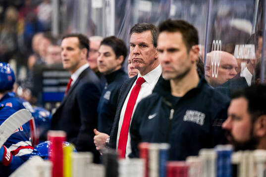 Head coach Mike Sullivan of USA in the men's ice hockey