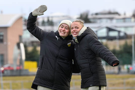 Goalkeeper Fanney Birkisdottir and Thelma Karen Palmadottir