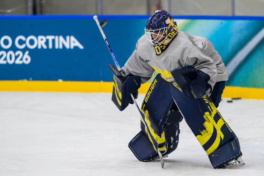 goaltender Emma Söderberg of Sweden at an ice hockey