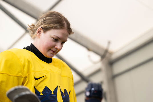 Jessica Adolfsson of Sweden at an ice hockey practice