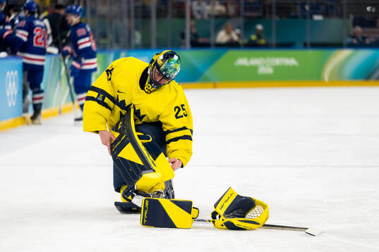 Goaltender Jacob Markström of Sweden in the men's ice